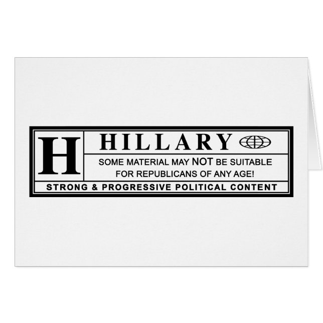 Cartão Hillary Clinton - etiqueta de aviso (Frente horizontal)