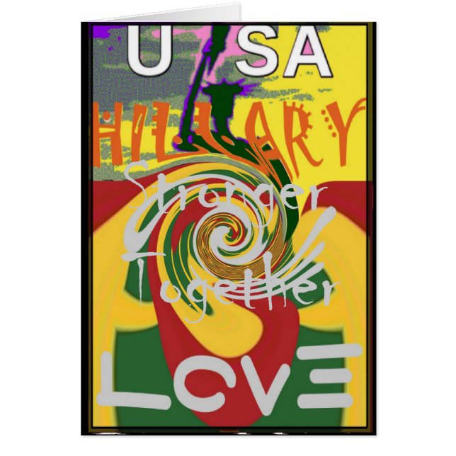 Cartão Hillary EUA Presidente Fortaleza Juntos ouro verme (Frente)