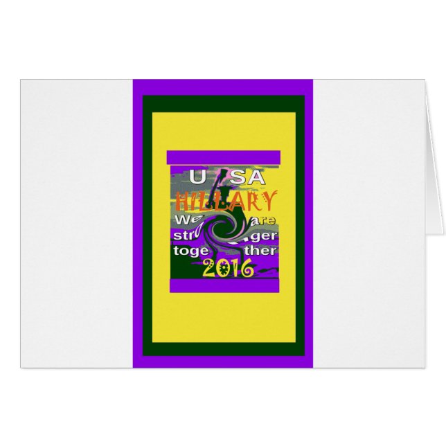 Cartão Hillary for USA Presidente Somos Mais Fortes (Frente Horizontal)