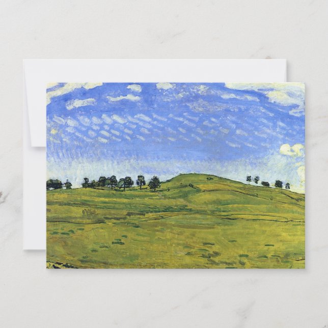 Cartão Hilly Landscape With Ravens (por Ferdinand Hodler) (Frente)