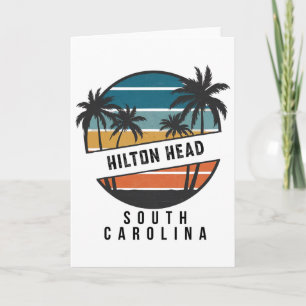 Cartão Hilton Head retrô surfboard surfando Carolina do S