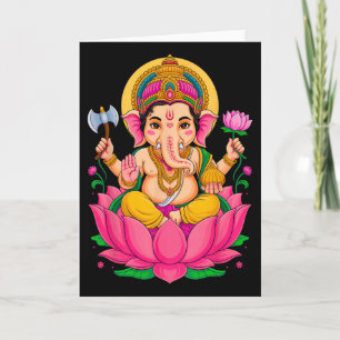Cartão Hindou Ganesh Puja Elefante Deus Índia Meditação Y