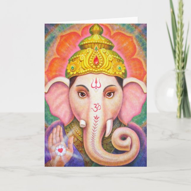Cartão Hindu Art Ganesha positive spiritual energy card (Frente)