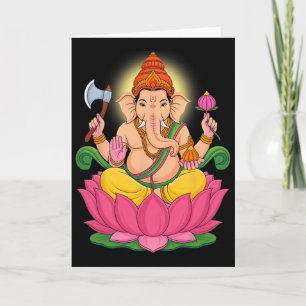 Cartão Hindu Ganesha Puja Deus Elefante Índia Meditação Y