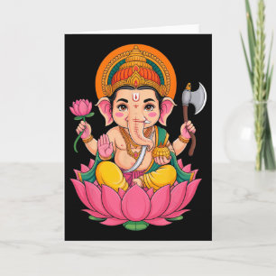 Cartão Hindu Ganesha Puja Elefante Deus Índia Meditação Y