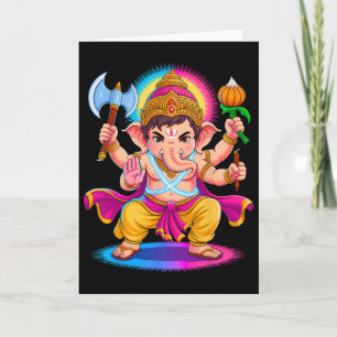 Cartão Hindu Ganesha Puja Elefante Deus Índia Meditação Y