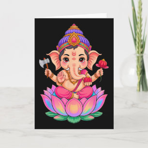 Cartão Hindu Ganesha Puja Elefante Deus Índia Meditação Y