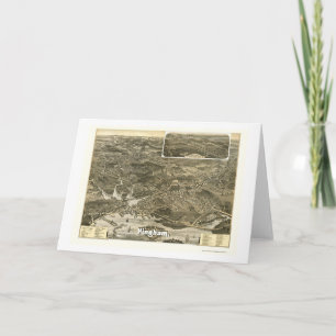 Cartão Hingham, MA Panoramic Map - 1885