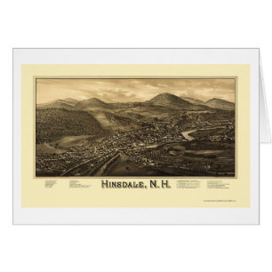 Cartão Hinsdale, mapa panorâmico do NH - 1886