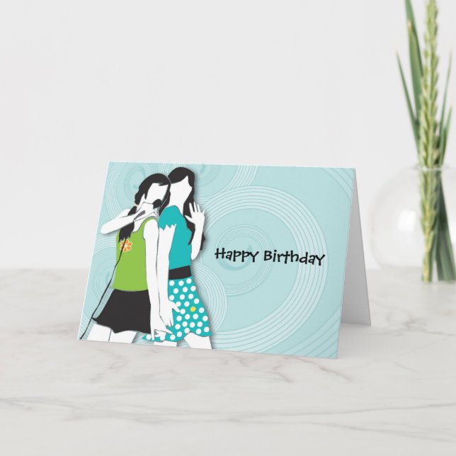 Cartão Hip Girls Singing (Frente)