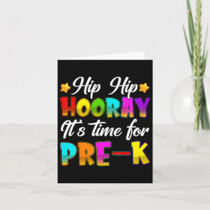 Cartão Hip Hip Hooray Pré-k De Volta À Escola Primeiro Di