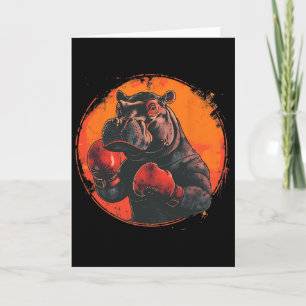Cartão Hipopótamo Boxeador Com Luvas de Boxe Kickboxing B
