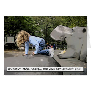 Cartão hipopótamo com fome - um dia