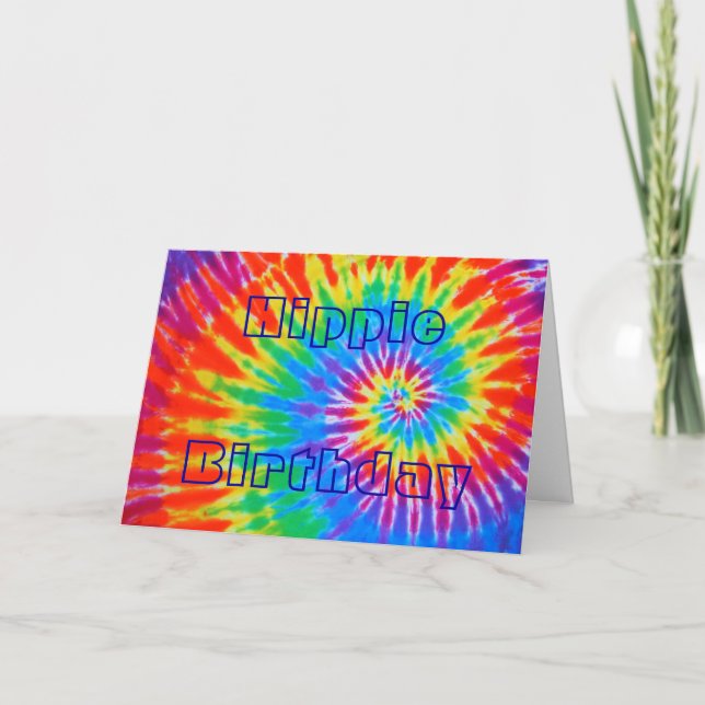 Cartão Hippie Birthday Groovy Tie-Dye Card (Frente)