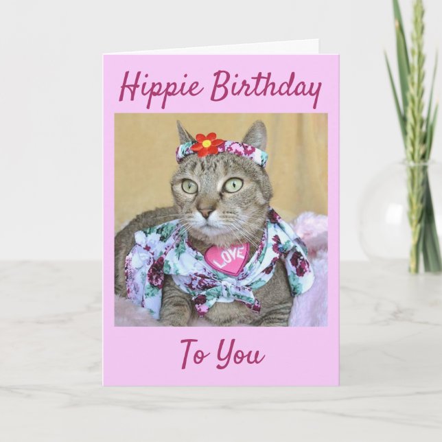 Cartão Hippie Birthday Tabby Birthday or All Occasion (Frente)