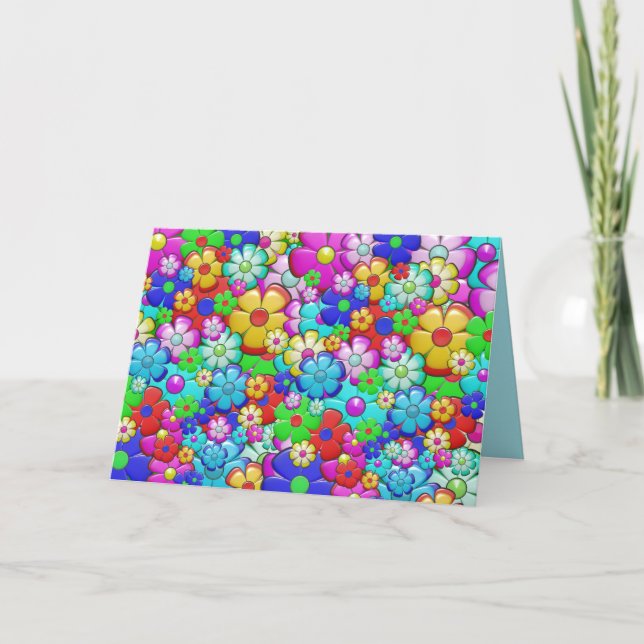 Cartão Hippie flowers greeting card (Frente)