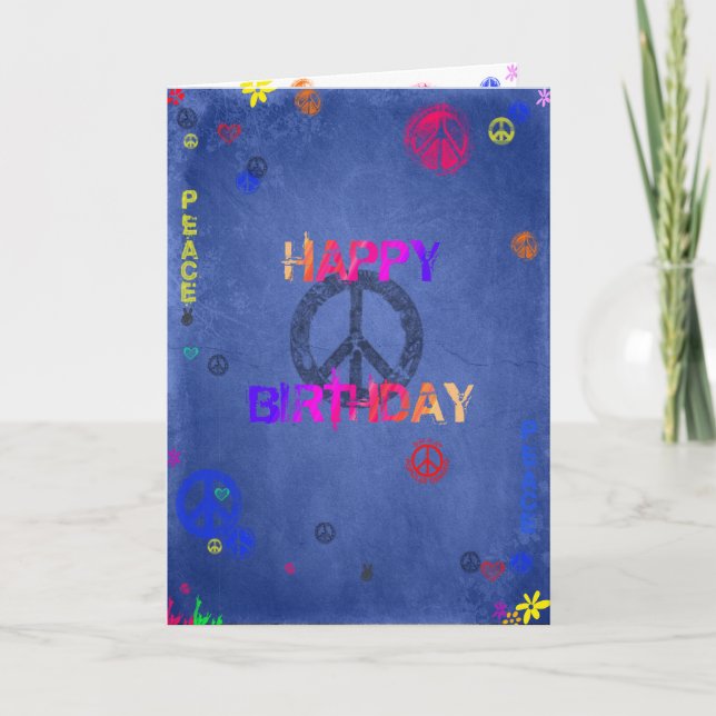 Cartão Hippie Hippy Birthday Card Blue (Frente)
