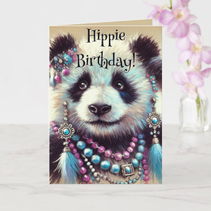 Cartão Hippie Panda Bear Personalizado Aniversário