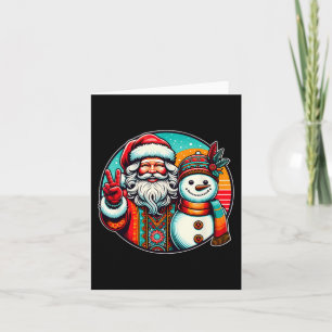 Cartão Hippie Papais noeis Retro Snowman Bohemian Natal