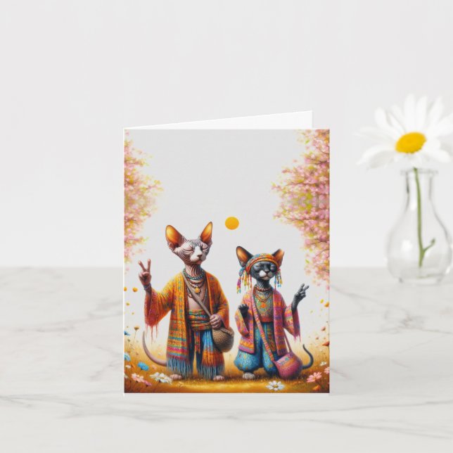 Cartão Hippie Sphynx Cat (Planta pequena)