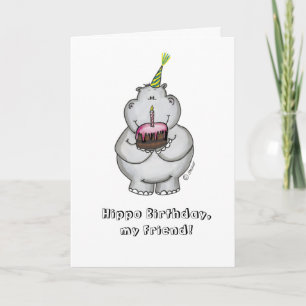 Cartão Hippo Birthday, meu amigo - Parabéns