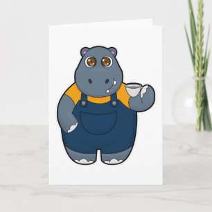 Cartão Hippo com Taça de Café