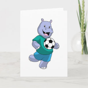Cartão Hippo como jogador de futebol com futebol