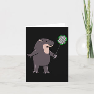 Cartão Hippo Jogando Badminton Hob
