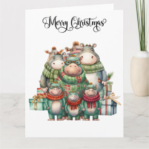 Cartão Hippo Natal Temático para Amantes de Animais