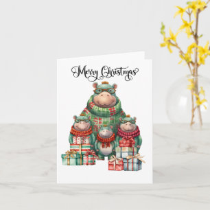 Cartão Hippo Natal Temático para Amantes de Animais