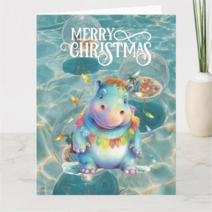 Cartão Hippo Natal Temático para Amantes de Animais
