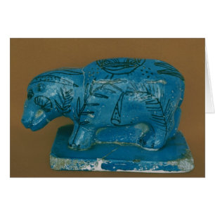Cartão Hippopotamus azul com decoração preta