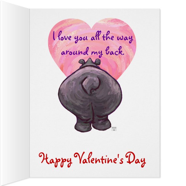 Cartão Hippopotamus Be Mine (Interior (direita))