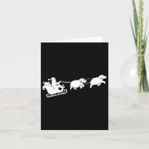Cartão Hippopotamus Papais noeis Xmas Sleigh Hippos Chris