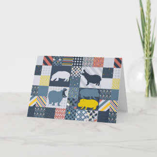 Cartão Hippos Faux-Quilted