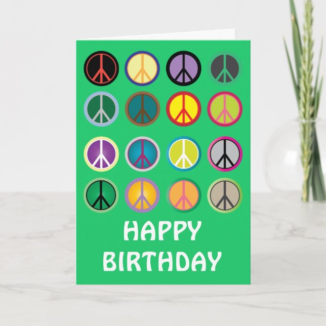 Cartão Hippy peace sign 60s birthday (Frente)