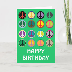 Cartão Hippy peace sign 60s birthday