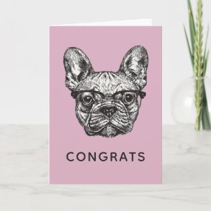 Cartão Hipster Bulldog   Adicionar seu texto