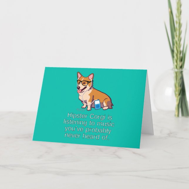 Cartão Hipster Corgi Note Card (Frente)