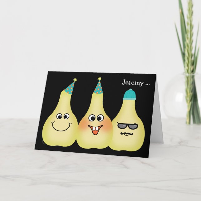 Cartão Hipster De Pear Birthday Engraçado Adicione Qualqu (Frente)