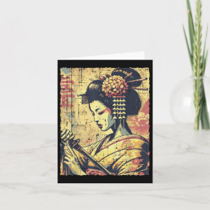 Cartão Hipster Japonês Geisha Katana Vintage Women Girls