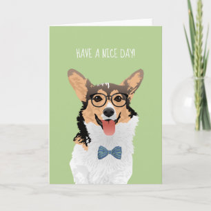 Cartão Hipster Sweet Black Tan White Pembroke Welsh Corgi
