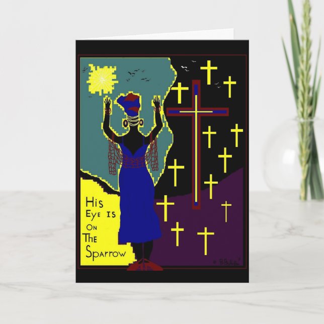 CARTÃO HIS EYE IS ON THE SPARROW GREETING CARD (Frente)