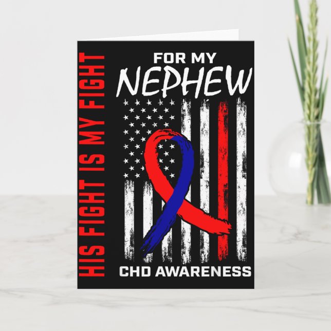 Cartão His Fight Nephew Chd Awareness American Flag Graph (Frente)