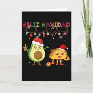 Cartão Hispano Feliz Natal Abacate Tacos Mexicano Chris