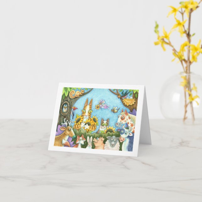 CARTÃO HISS N' FITZ CATES E MENAGÉRIOS DE AMIGOS, ENGRAÇA (Flor Amarela)