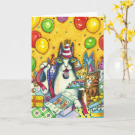 CARTÃO HISS N' FITZ CATS, KITTENS, CAMUNDONO, ANIVERSÁRIO