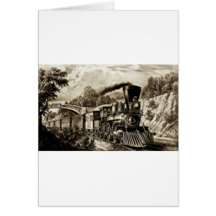 Cartão História da locomotiva com motor a vapor