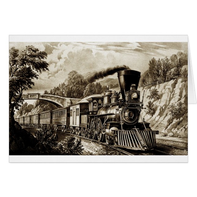 Cartão História da locomotiva com motor a vapor (Frente Horizontal)