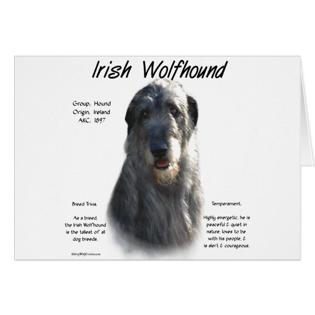 Cartão História do Wolfhound Irlandês da cinza (Frente Horizontal)
